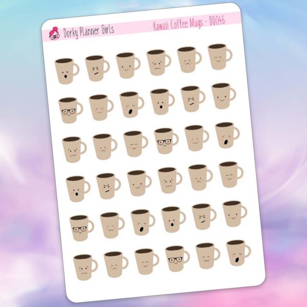 Kawaii Coffee Cups Planner Stickers