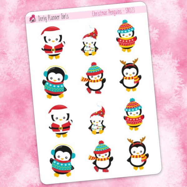 Christmas Penguins Planner Stickers