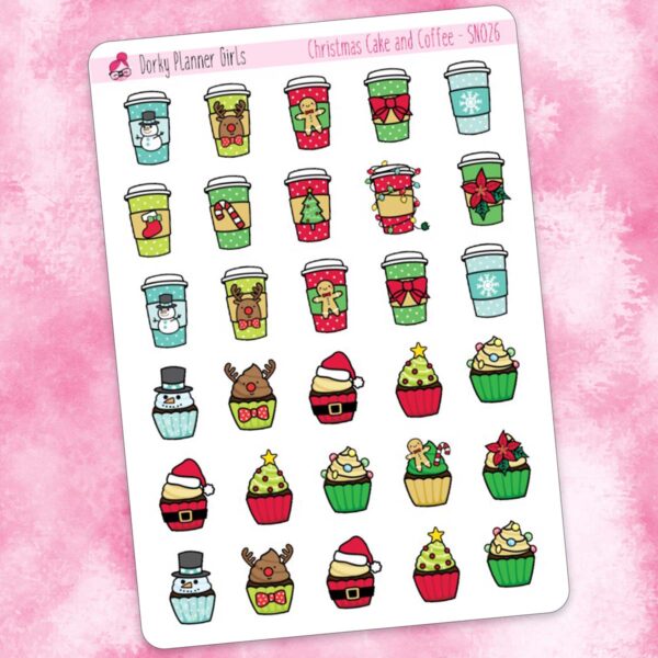 Christmas Cake and Coffee Planner Stickers