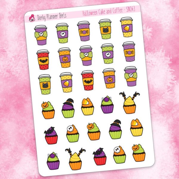 Halloween Cake and Coffee Planner Stickers