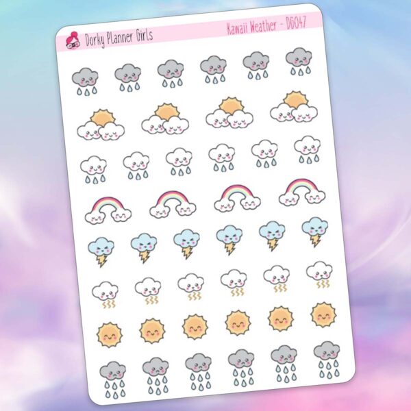 Kawaii Weather Planner Stickers