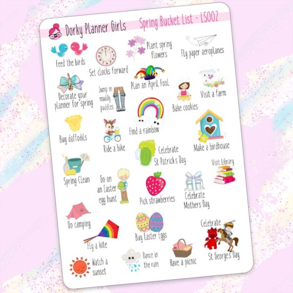 Spring Bucket List Planner Stickers