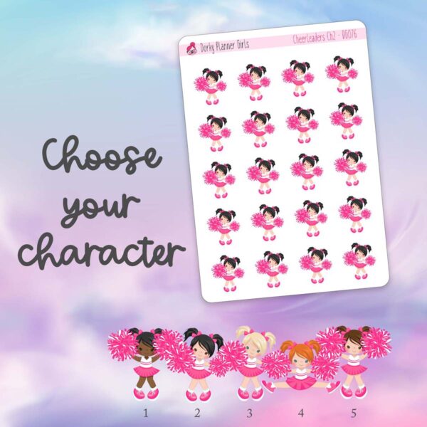 Cheerleader Girls Planner Stickers