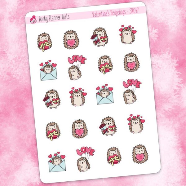 Valentine's Hedgehogs Planner Stickers