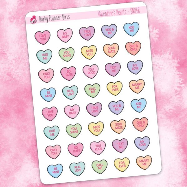 Valentine's Hearts Planner Stickers