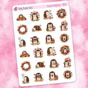 Autumn Hedgehogs Planner Stickers