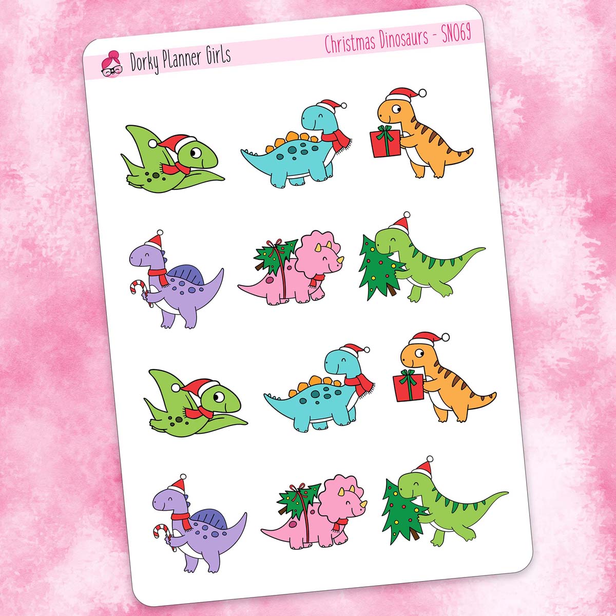 Christmas Dinosaurs Planner Stickers