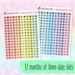 8mm Date Dot Stickers - Pastel Rainbow