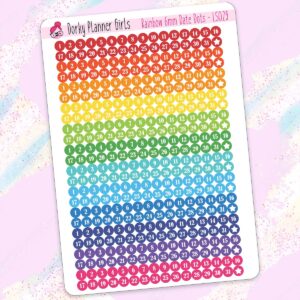 6mm Date Dot Stickers - Rainbow