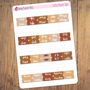 Mini Monthly Tabs - Coffee
