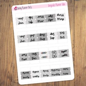 Mini Monthly Tabs - Greyscale