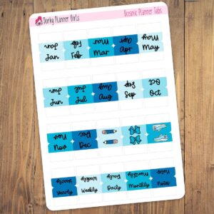 Mini Monthly Tabs - Oceanic
