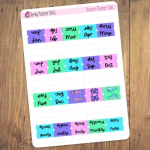 Mini Monthly Tabs - Unicorn